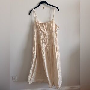 Cream Tie-Front Summer Dress